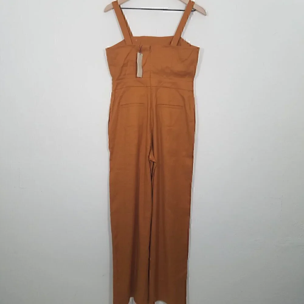 NWT Banana Republic Linen/Cotton Wide Leg Jumpsuit Size 4P